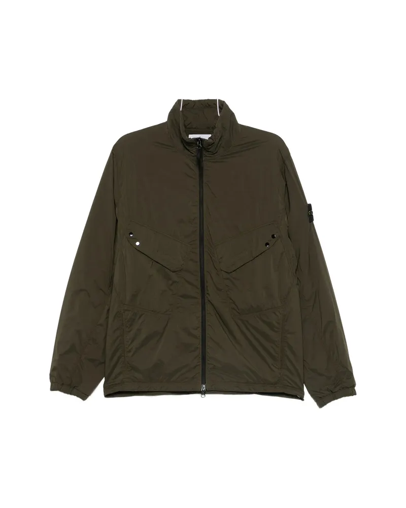 Stone Island Logo-patch Zip-up Jacket Green
