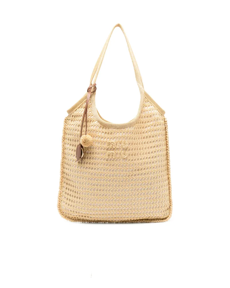 Miu Miu Logo-detail Tote Bag Neutrals