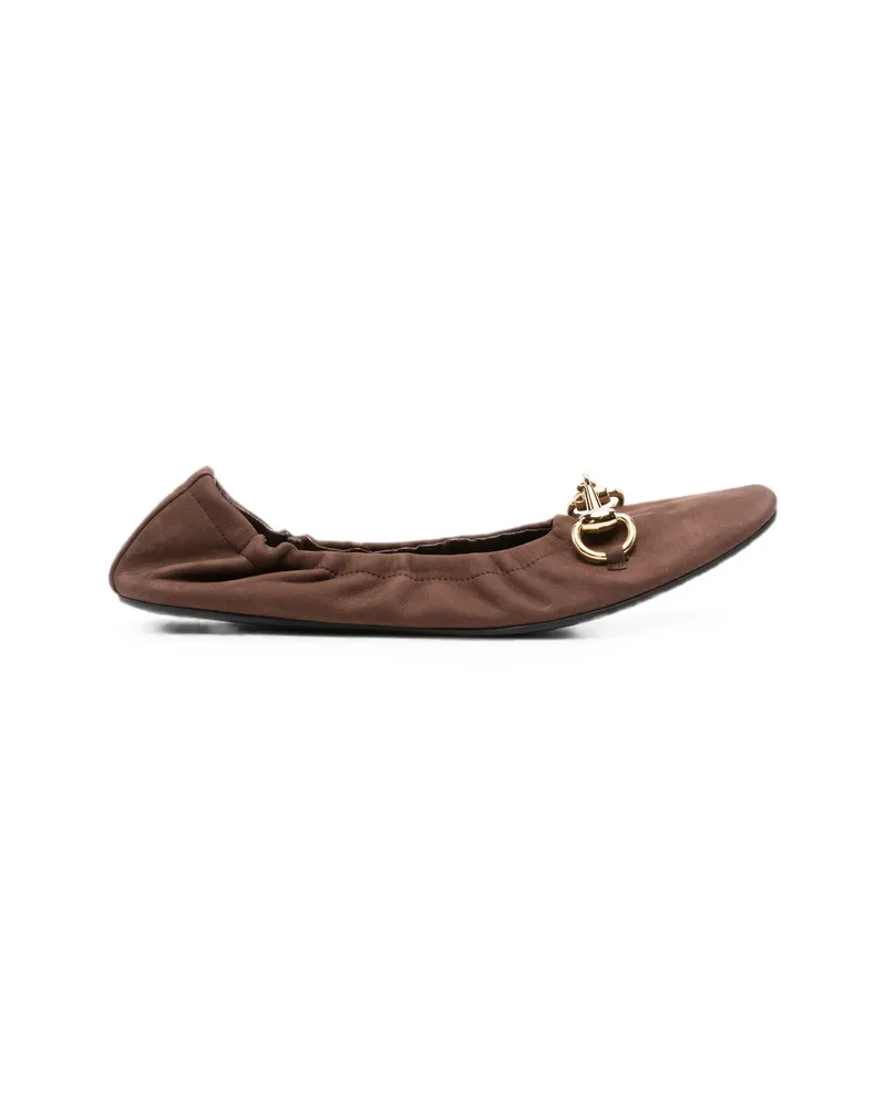 Gucci Elasticated Ballet Flats Brown