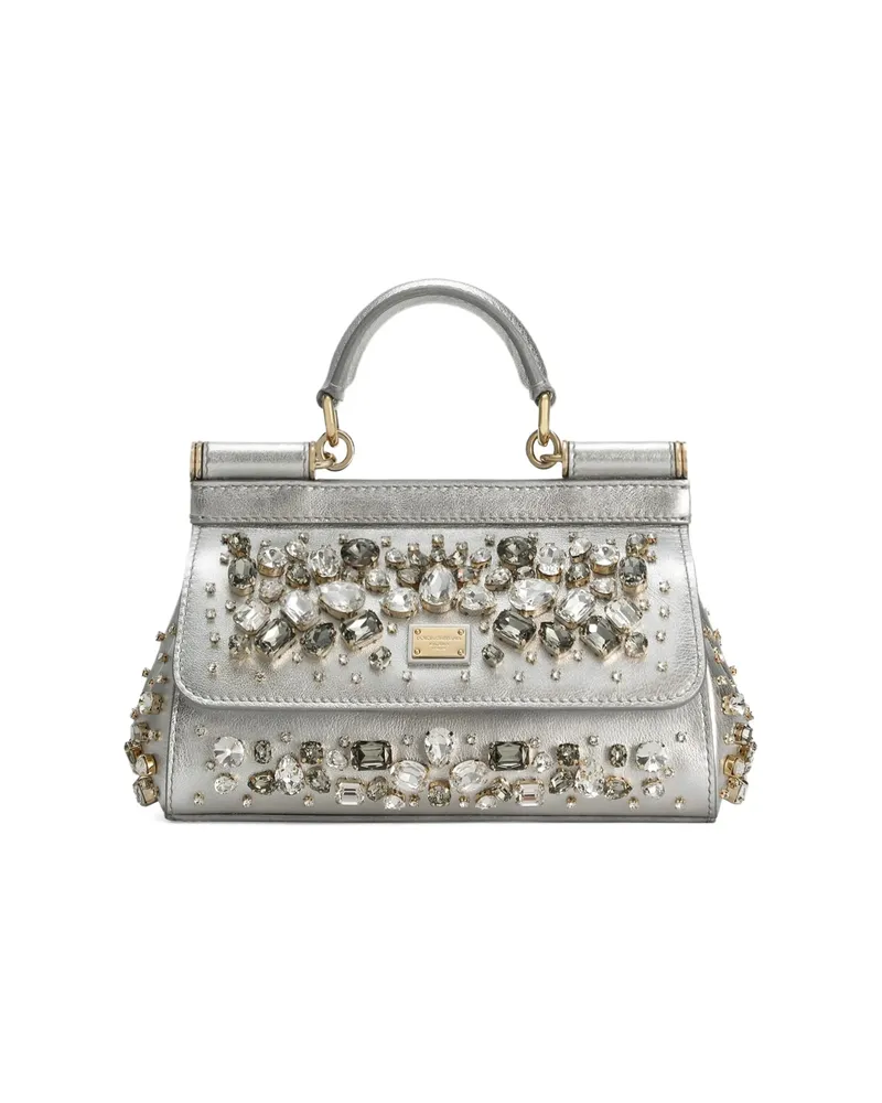 Dolce & Gabbana Small Sicily Tote Bag Silver