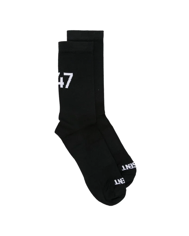 REPRESENT Intarsia-knit Logo-print Socks Black