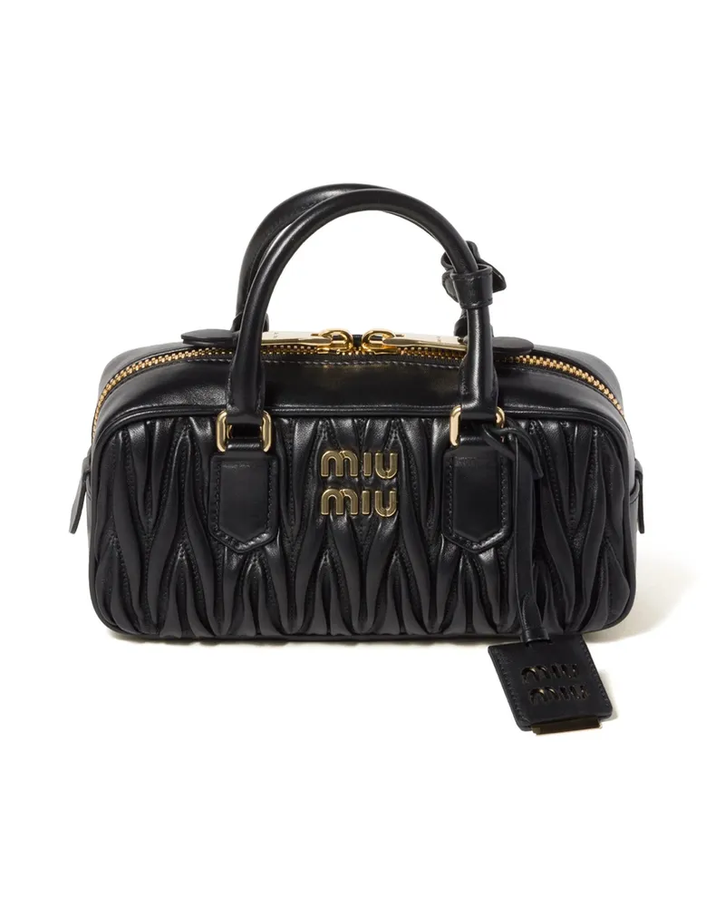 Miu Miu Medium Arcadie Leather Tote Bag Black
