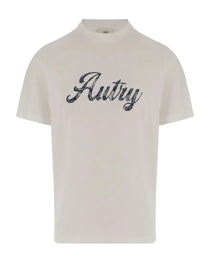 AUTRY Logo-print Cotton T-shirt Neutrals