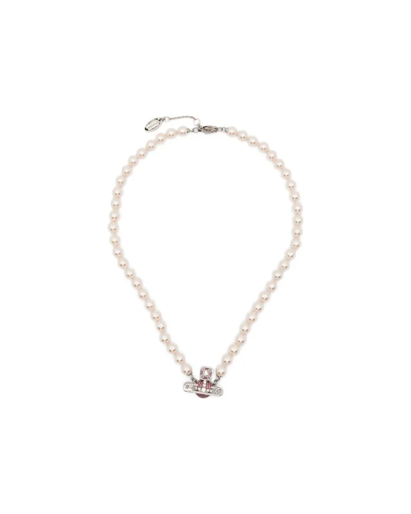 Vivienne Westwood Kitty Orb-detail Faux-pearl Necklace Silver
