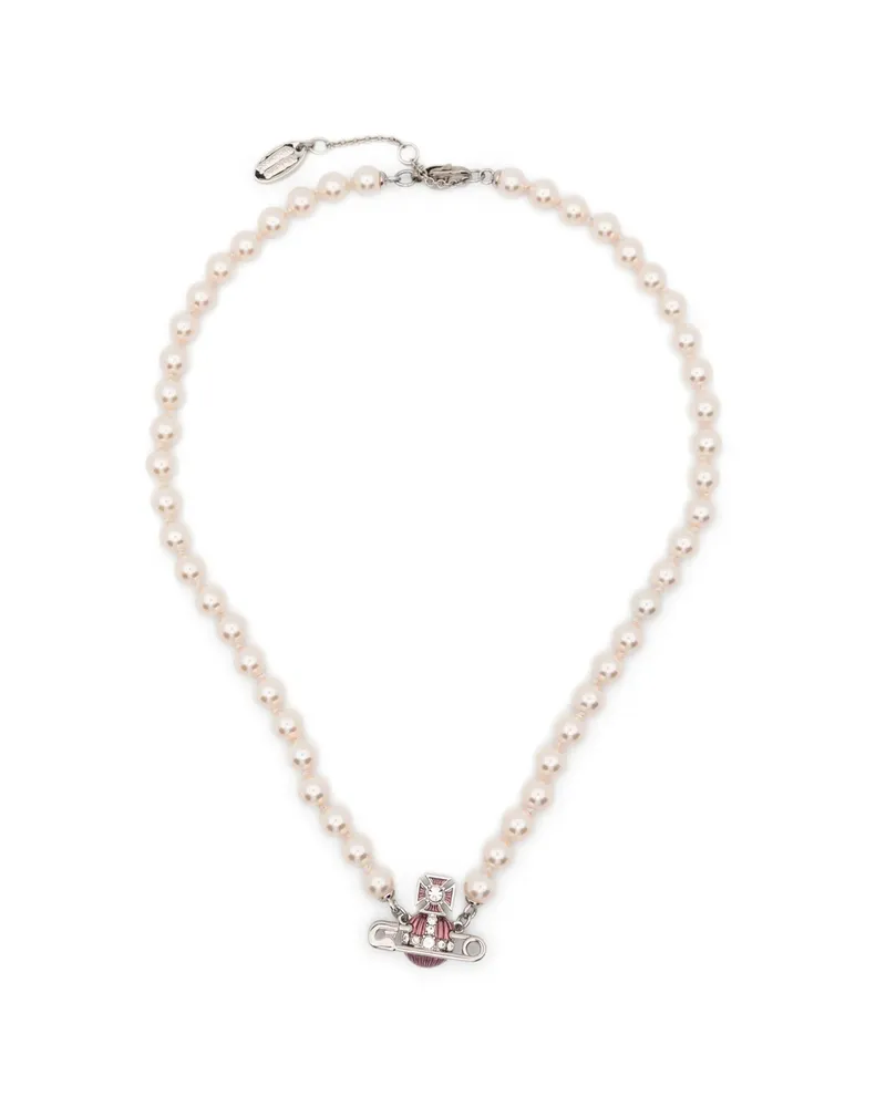 Vivienne Westwood Kitty Orb-detail Faux-pearl Necklace Silver