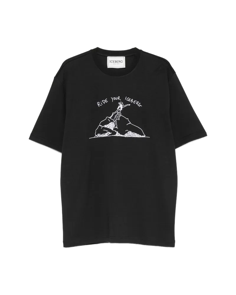 Iceberg Short-sleeve Embroidered T-shirt Black