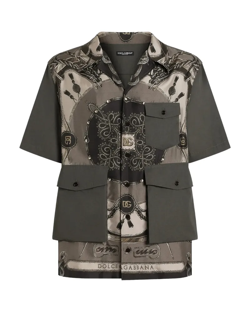 Dolce & Gabbana Pocket Patterned Shirt Grey