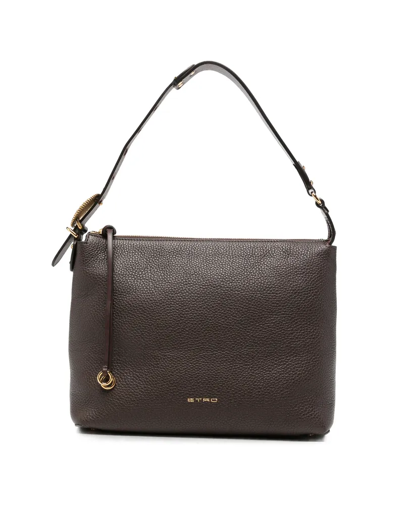 Etro Pebbled Leather Shoulder Bag Brown