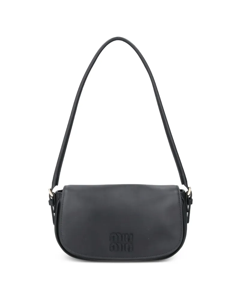 Miu Miu Logo-embossed Leather Shoulder Bag Black