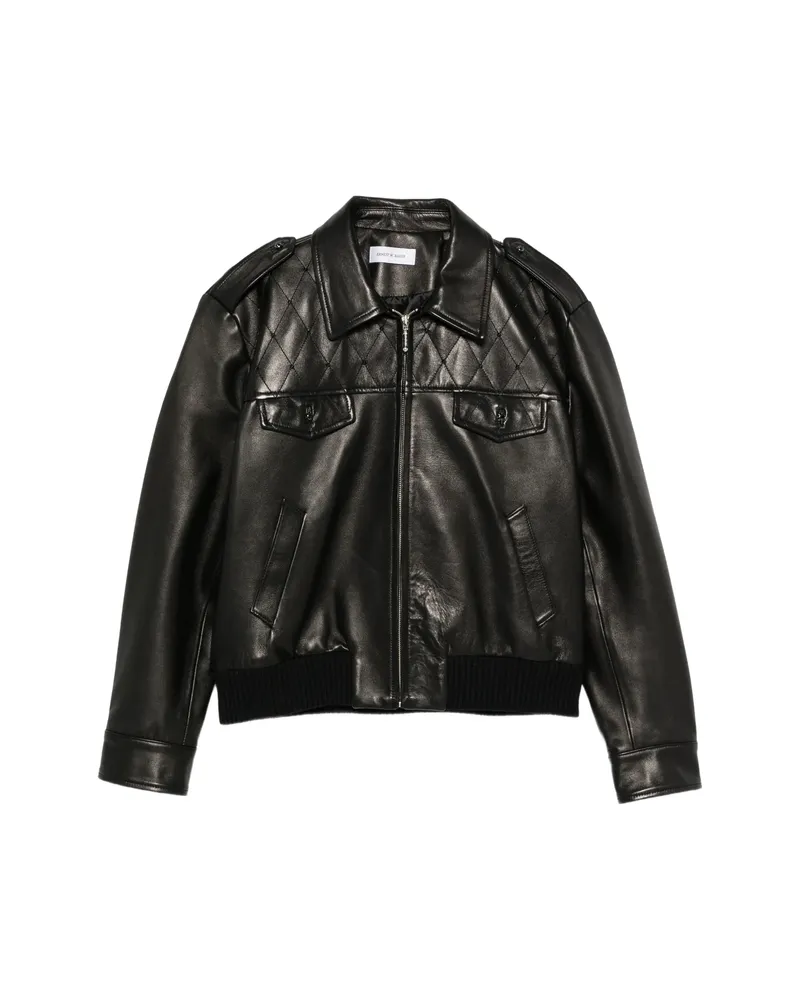 Ernest W. Baker Swarovski Crystal-embellished Quilted Leather Jacket Black