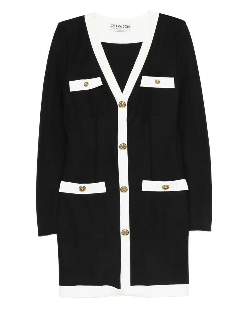 Chiara Boni Buttoned-up V-neck Dress Black