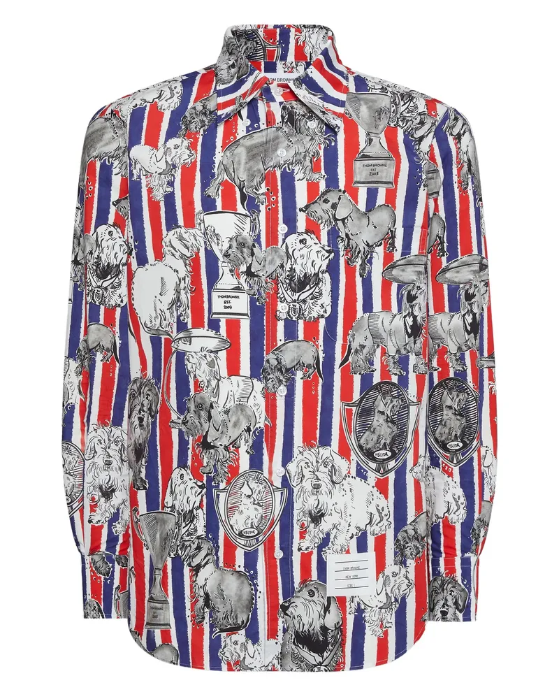 Thom Browne Toile-detail Long-sleeve Shirt Red