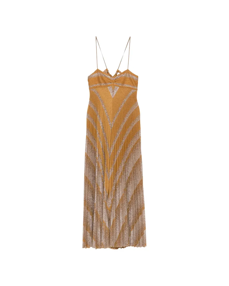 forte_forte Pleated Metallic-effect Maxi Dress Yellow