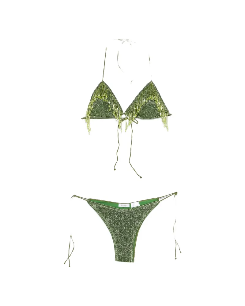 Oséree Lumière 20s Pearls Beaded Bikini Set Green