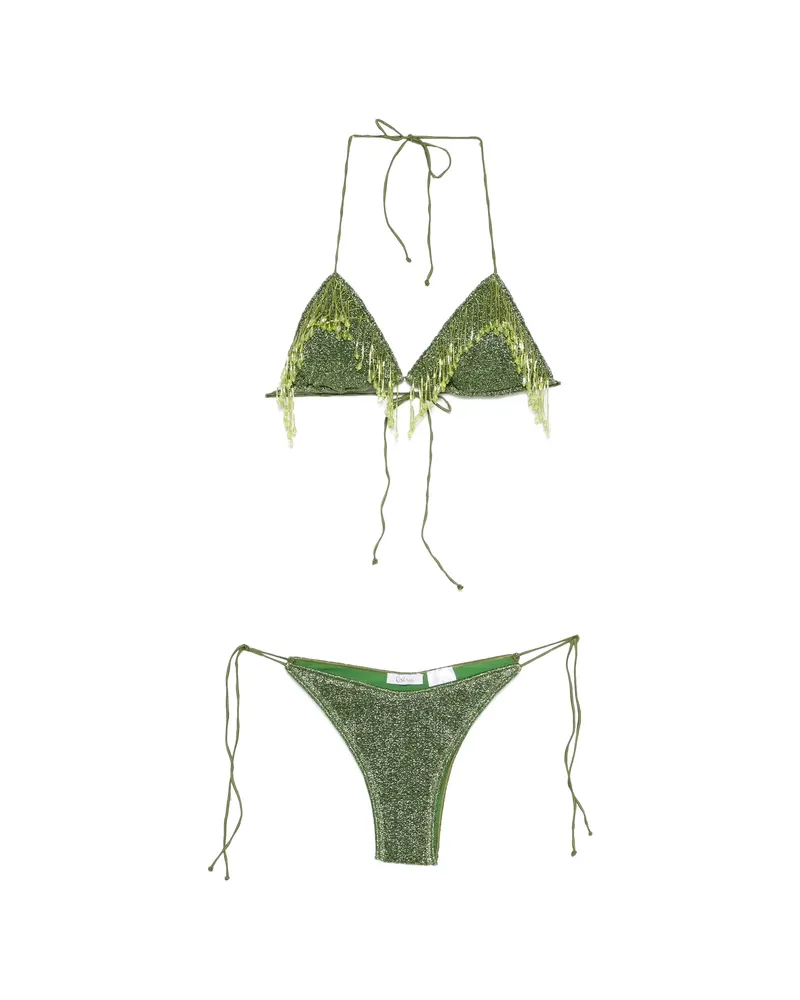 Oséree Lumière 20s Pearls Beaded Bikini Set Green