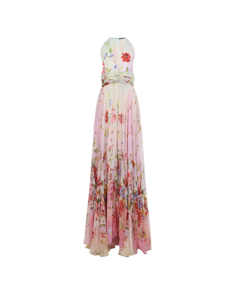 Roberto Cavalli Floral-print Halterneck Dress Pink