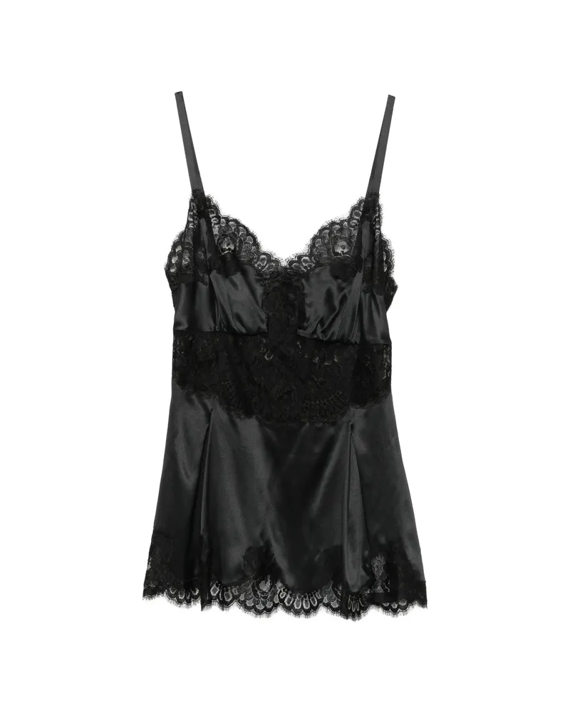 Dolce & Gabbana Lace-trim Satin Top Black