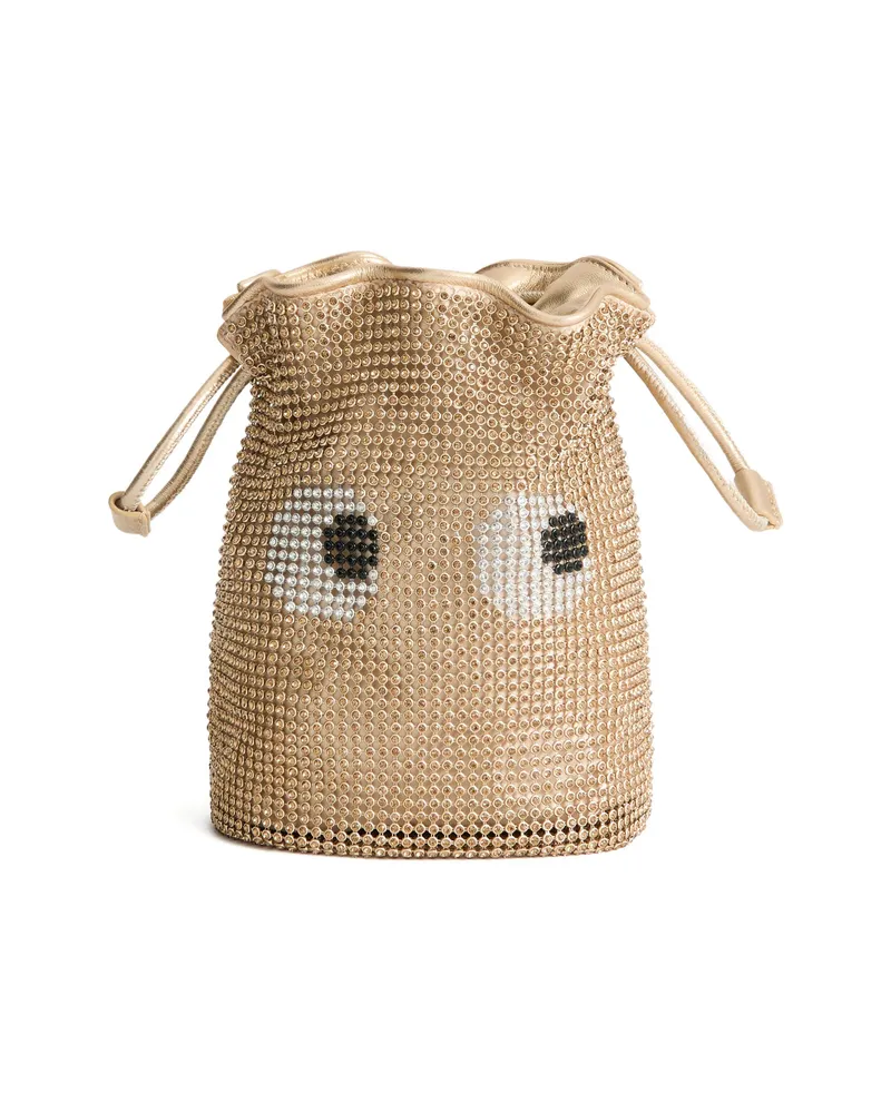 Anya Hindmarch Eyes Drawstring Bucket Bag Gold