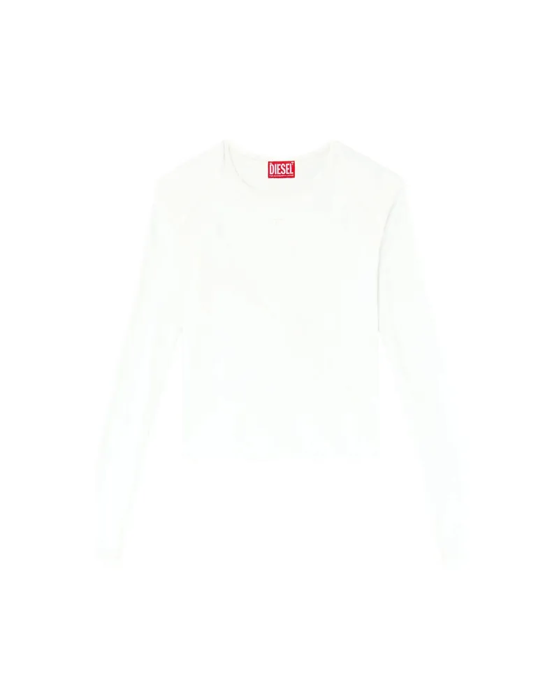 Diesel Rucked-up Long-sleeve T-shirt In Double-layer Jersey White
