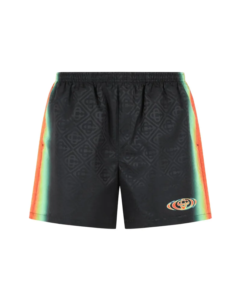 Casablanca Paris Monogram Tonal-pattern Swimming Shorts Black
