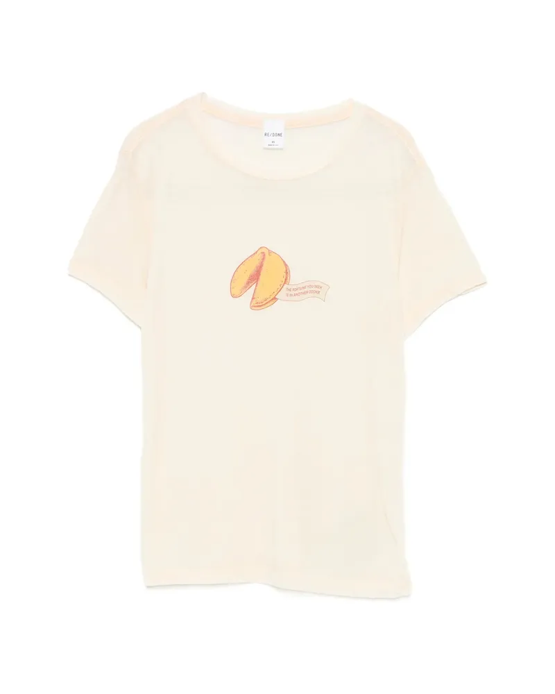RE/DONE Fortune Cookie-print T-shirt Neutrals