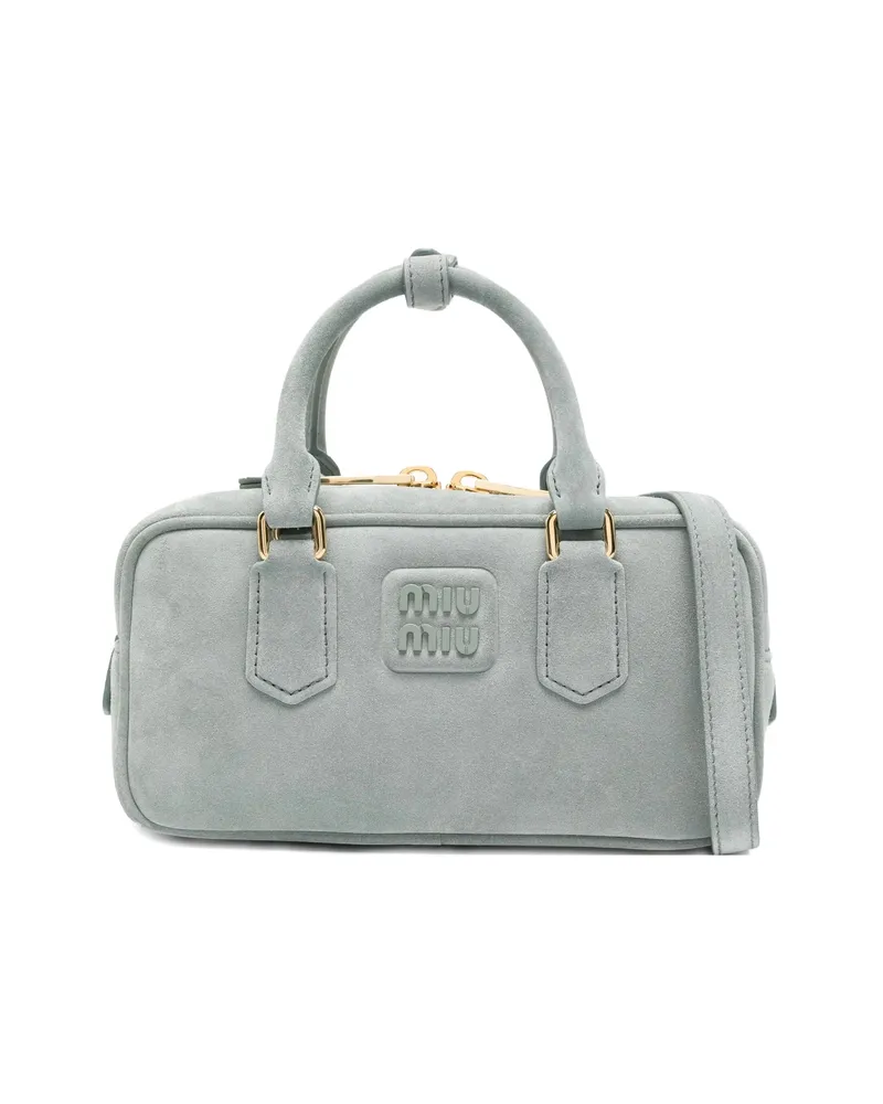 Miu Miu Top-handle Suede Satchel Grey