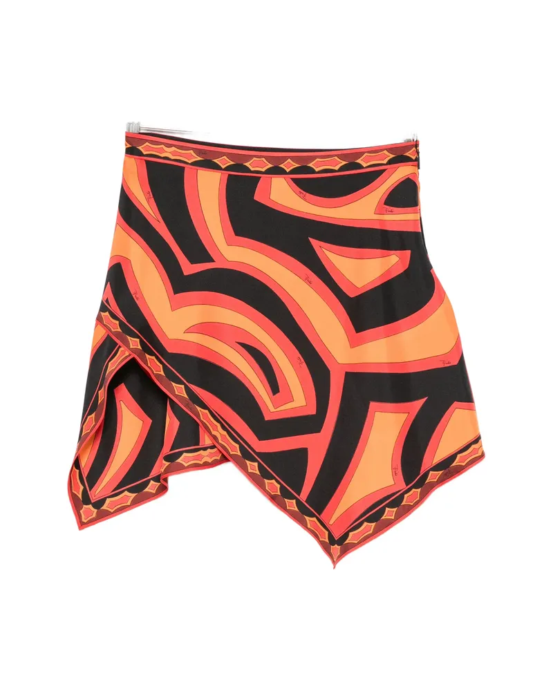 Emilio Pucci Abstract-print Asymmetric Mini Skirt Black