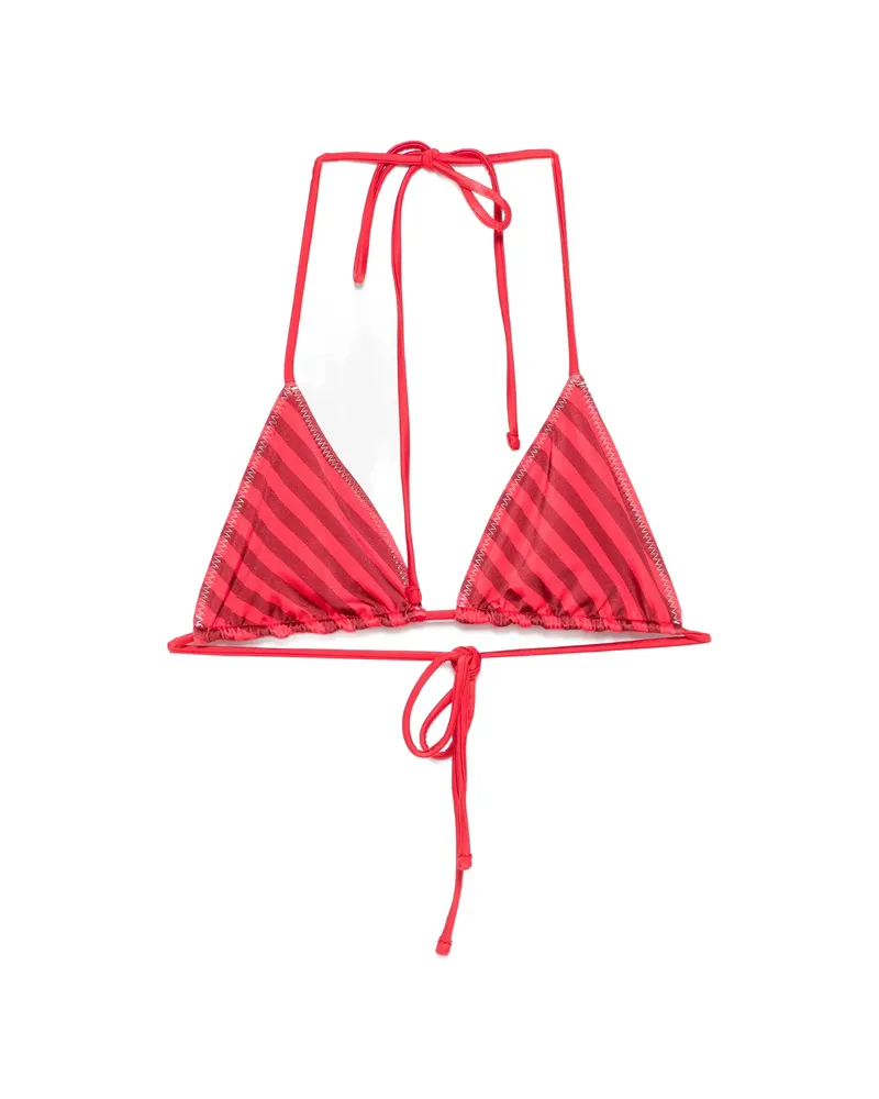 Frankies Bikinis X Jennie Nick Striped Triangle Bikini Top Red