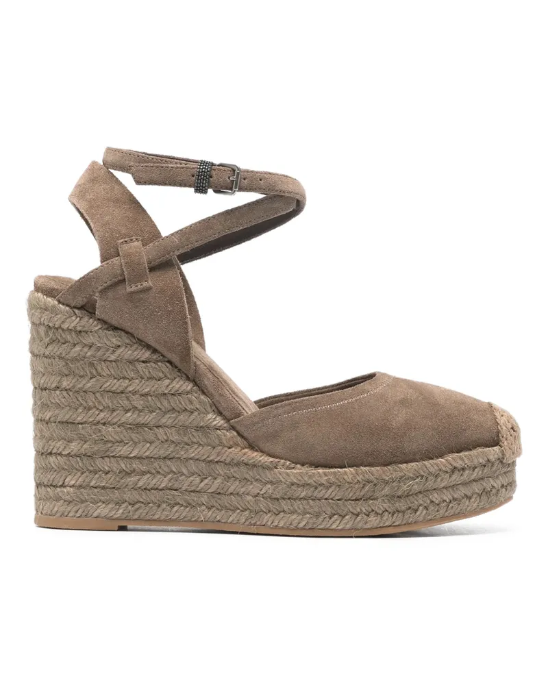 Brunello Cucinelli Ankle-strap Heeled Espadrilles Brown