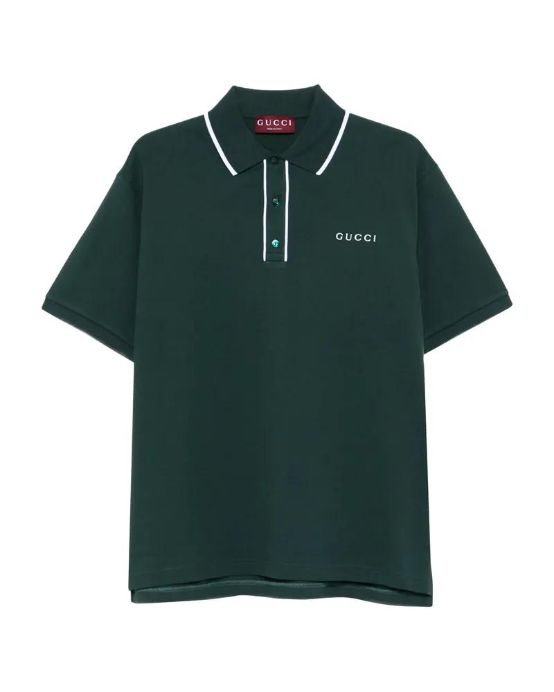 Gucci Logo-embroidered Polo Shirt Green