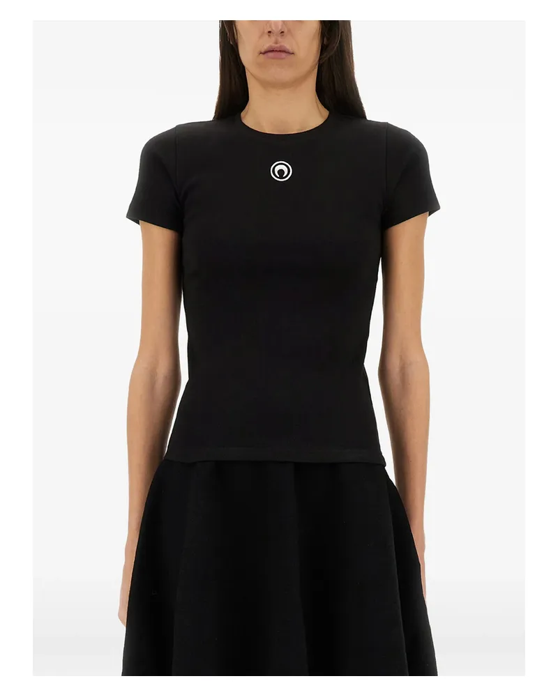 Marine Serre Logo-detail T-shirt Black