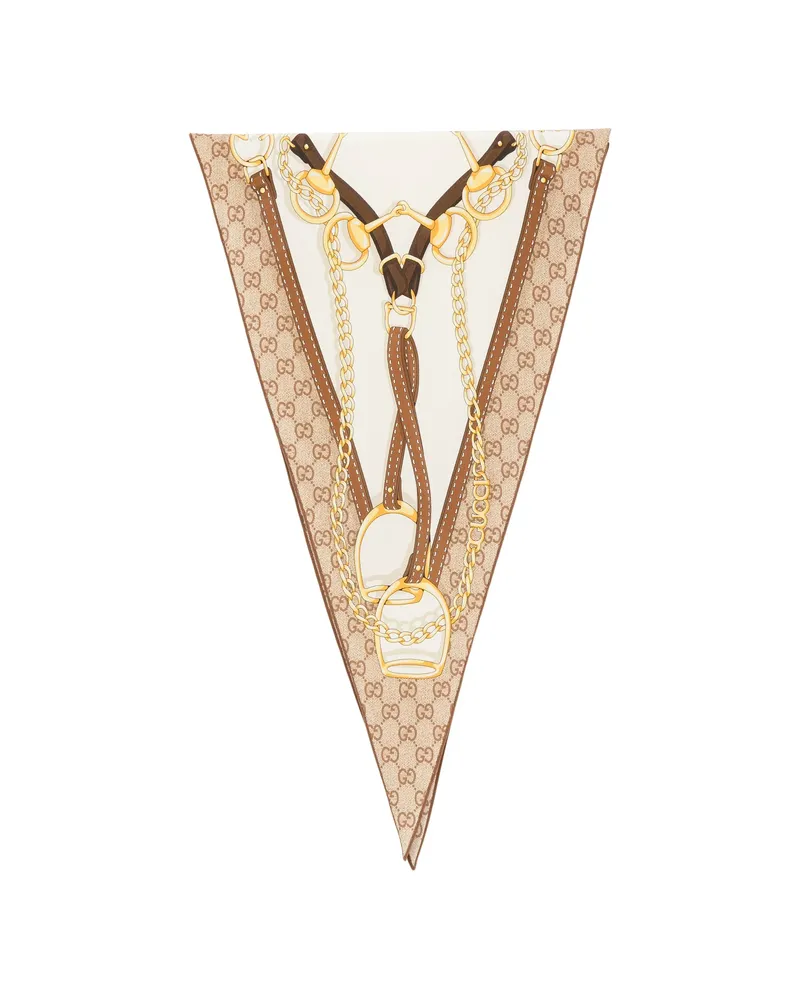 Gucci GG Supreme Horsebit Scarf Neutrals