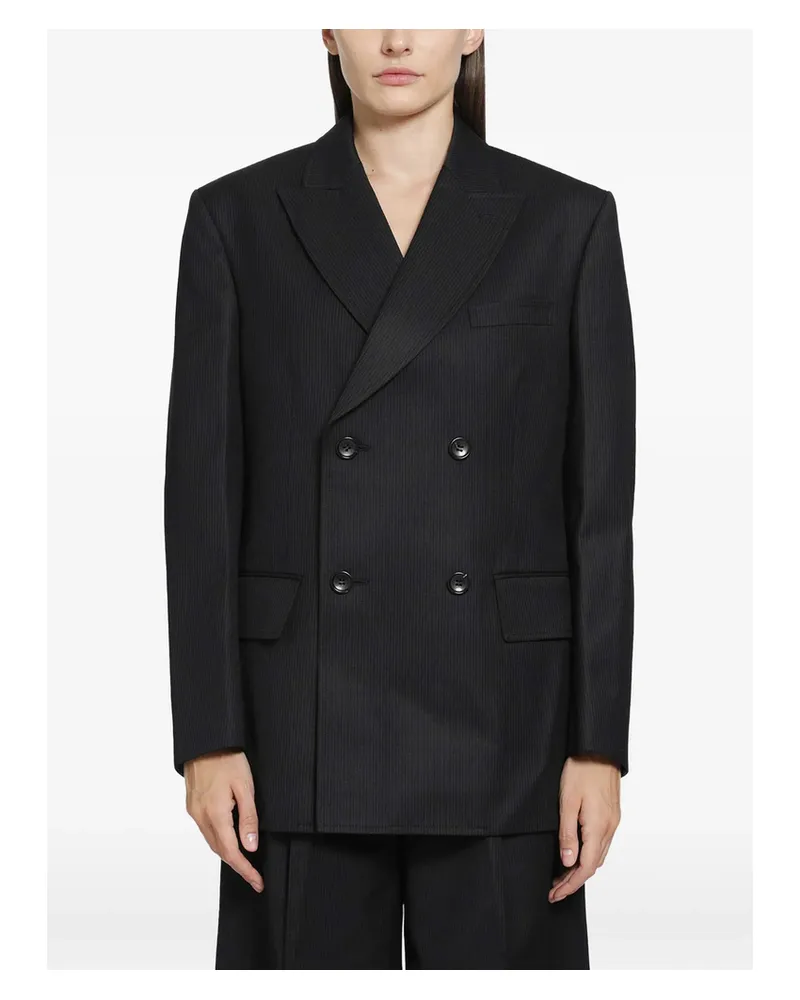 Junya Watanabe Pinstripe Double-breasted Jacket Black
