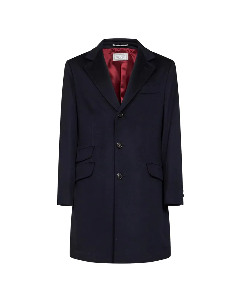 Brunello Cucinelli Single-breasted Notch-lapel Coat Blue