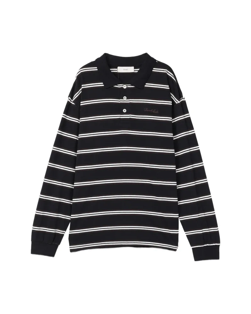 Dunst Striped Long-sleeve Polo Shirt Blue