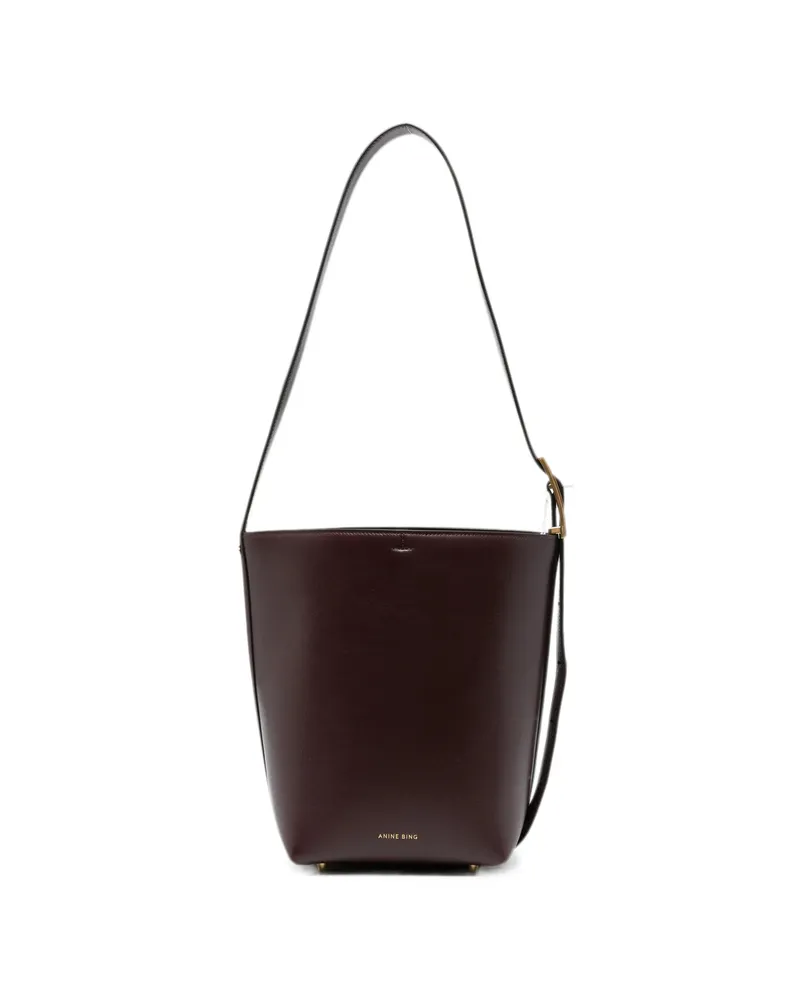Anine Bing Medium Elly Leather Bucket Bag Red