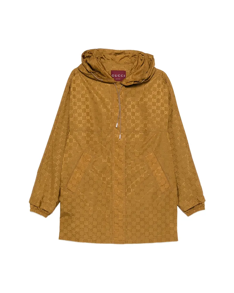 Gucci Hooded Logo-pattern Jacket Neutrals