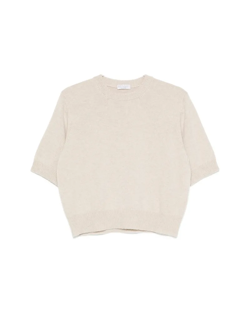 Brunello Cucinelli Short-sleeve Sweater Neutrals
