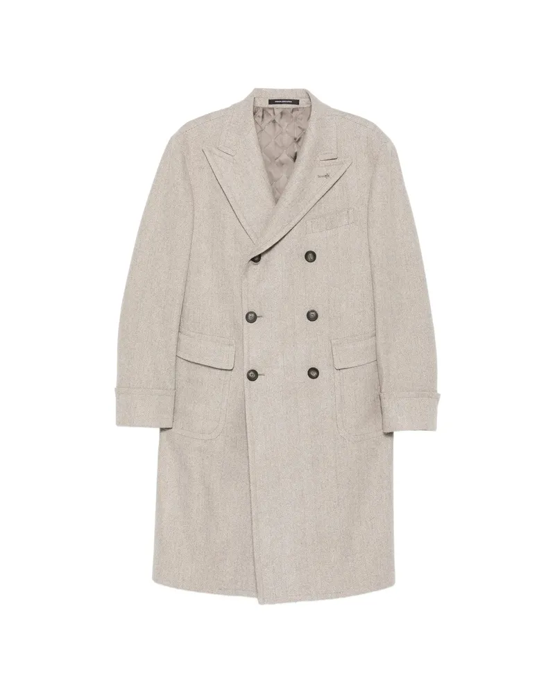 Tagliatore Double-breasted Herringbone-pattern Coat Neutrals
