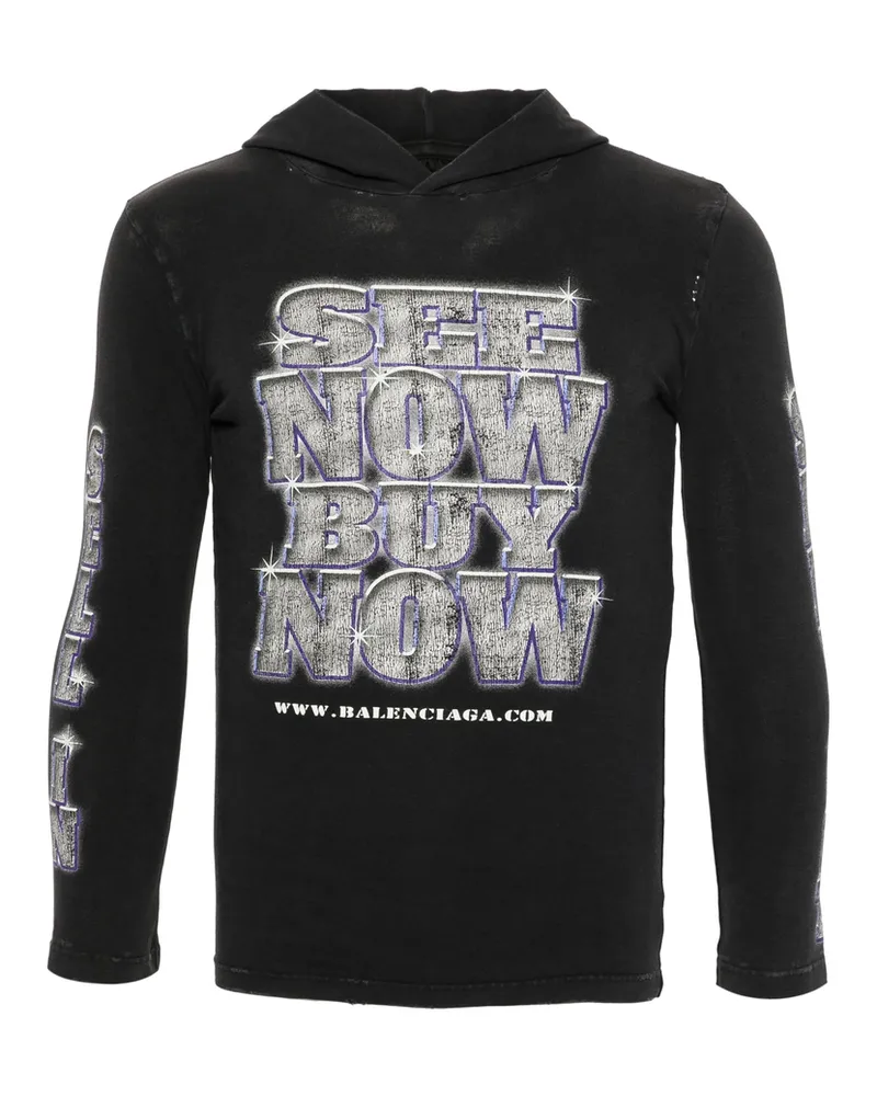 Balenciaga SNBN Hooded Long-sleeve T-shirt Black