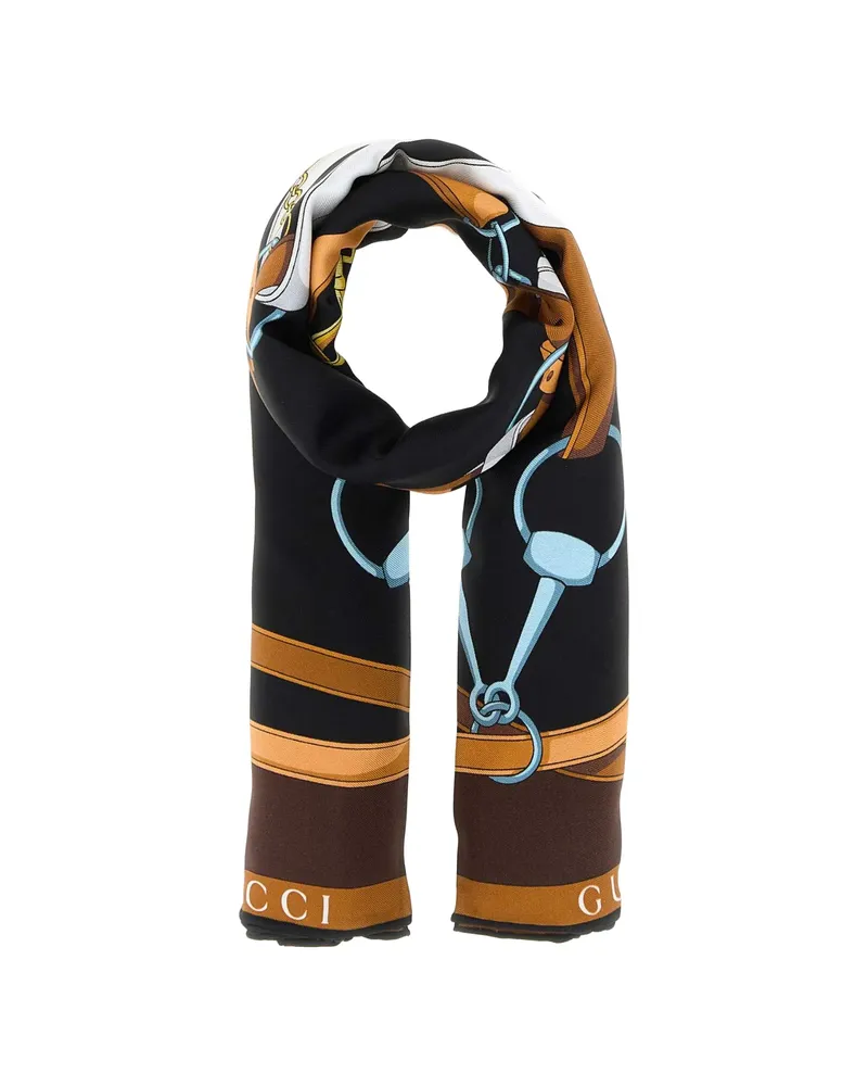 Gucci Equestrian-print GG Scarf Black
