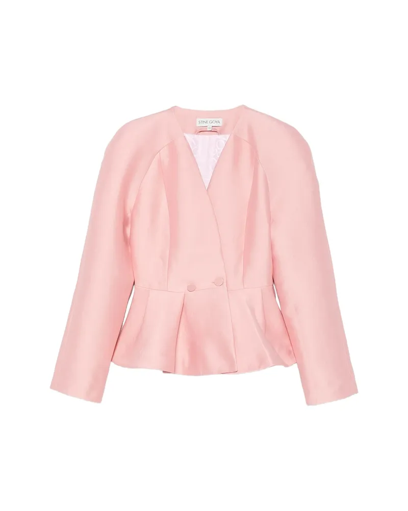 Stine Goya Peplum-hem V-neck Jacket Pink