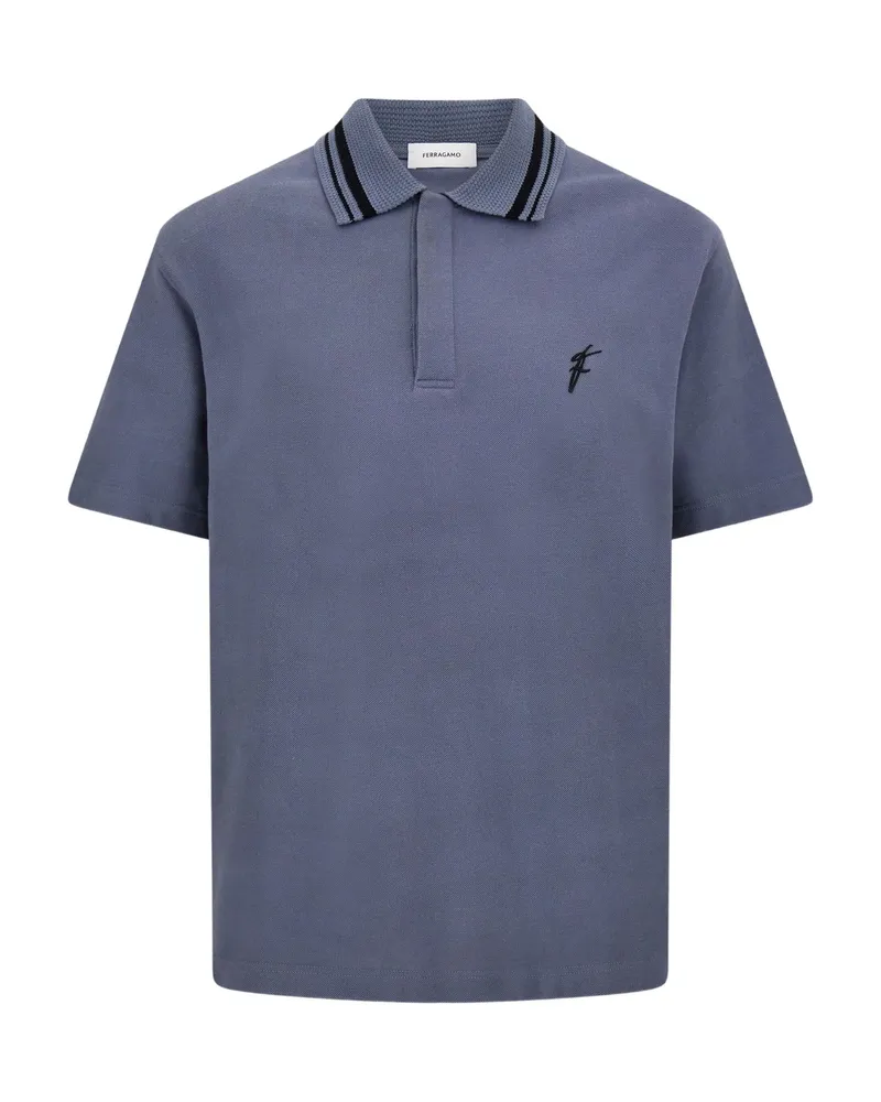 Ferragamo Piqué Polo Shirt Blue