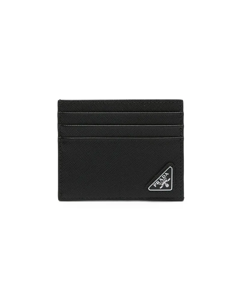 Prada Logo-plaque Leather Card Holder Black