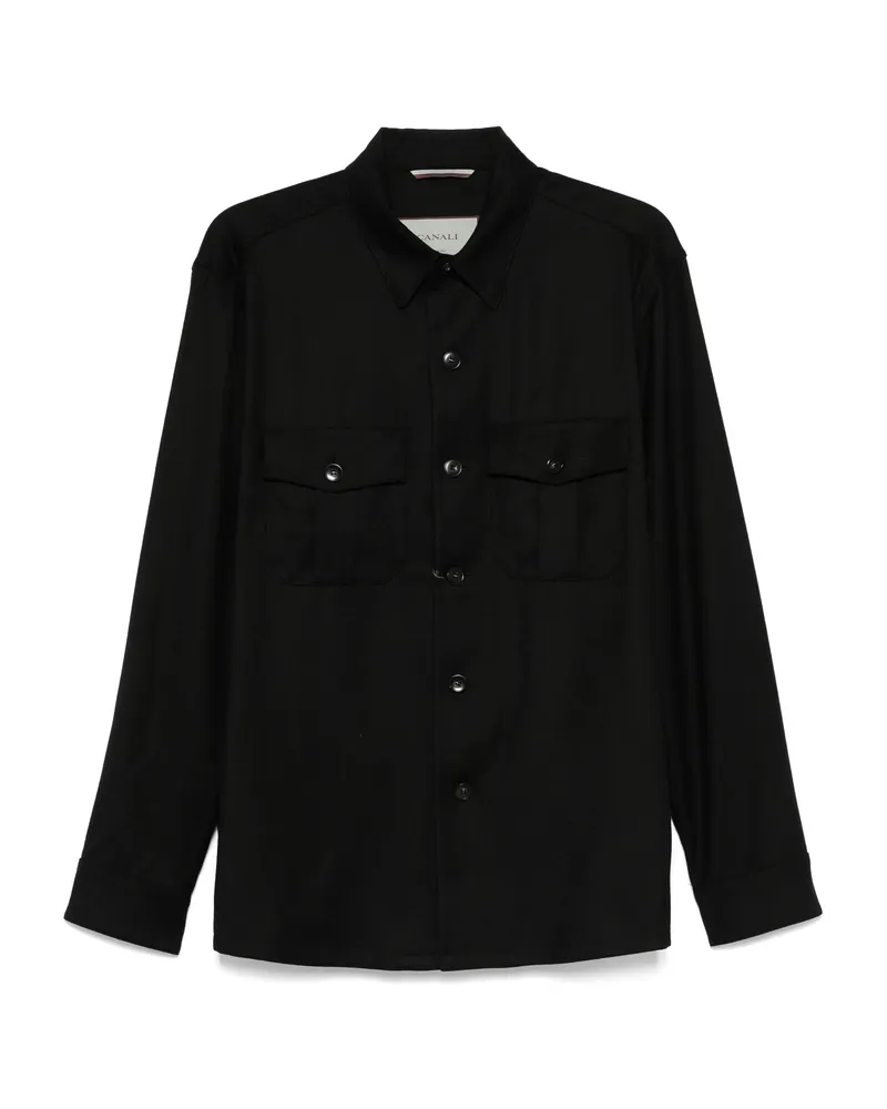 Canali Wool Shirt Jacket Black