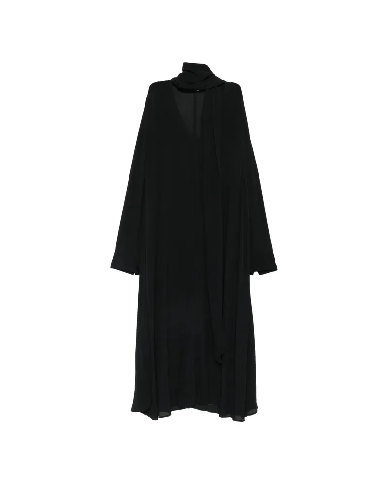 Totême Scarf-detail Long-sleeve Midi Dress Black