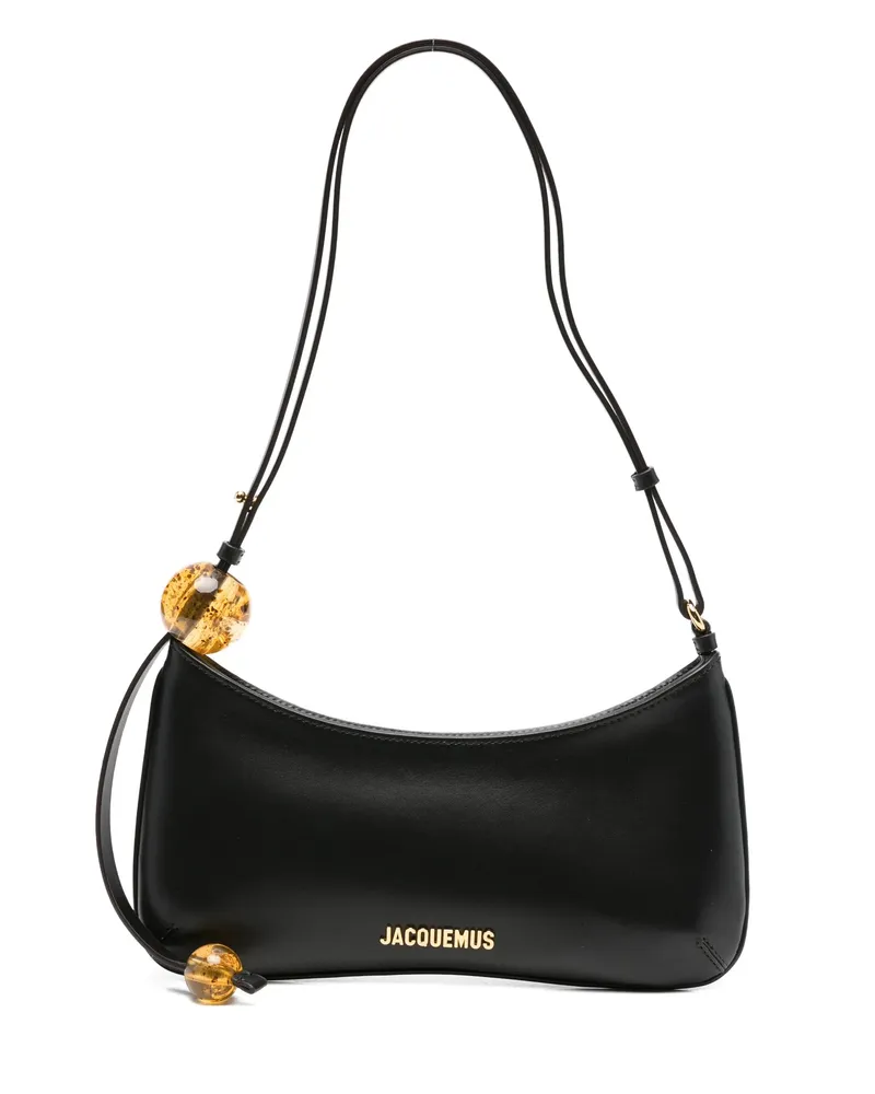 Jacquemus Le Bisou Perle Leather Shoulder Bag Black