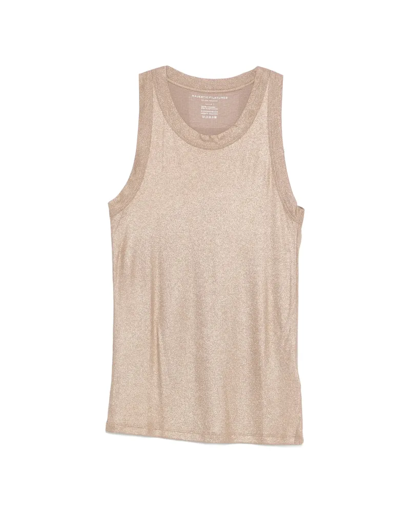 Majestic Glitter Ribbed Top Gold