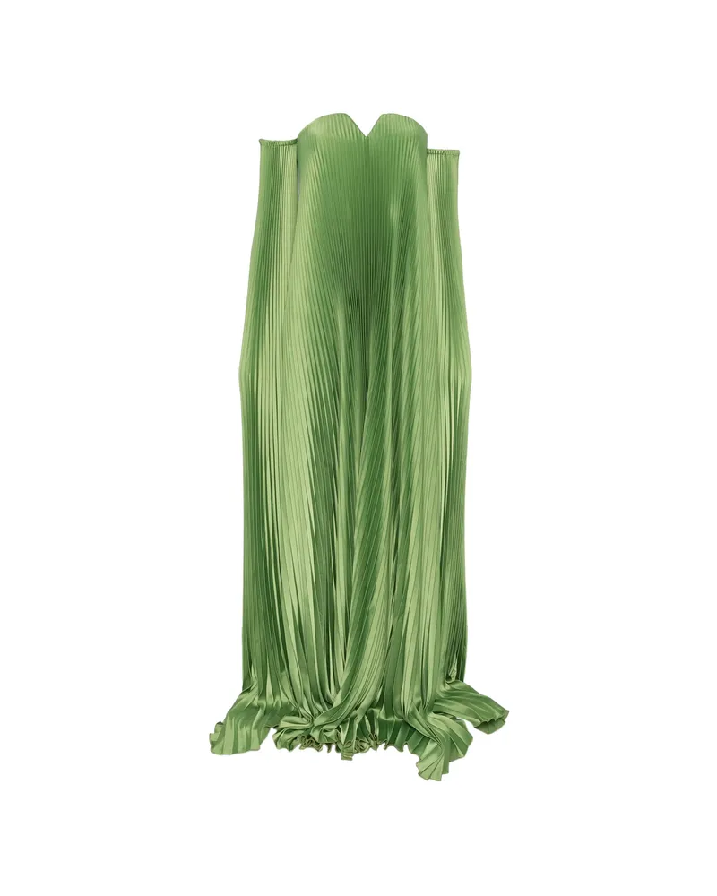 L'IDEE Pleated Off-shoulder Maxi Dress Green