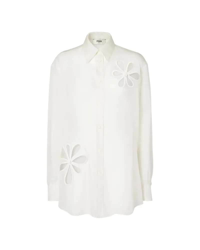 Fendi Flower Appliqué Shirt White